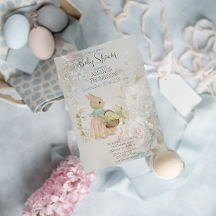 Shabby Chic Spring Rabbit Baby Shower Invitation