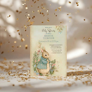 Shabby Chic Spring Rabbit Baby Shower Invitation