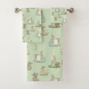 Shabby Chic Spring Rabbit Bath Towel Set