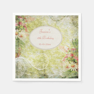 Shabby Chic Sweet 18th Birthday & Wildflowers Napkin