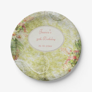 Shabby Chic Sweet 30th Birthday & Wildflowers Paper Plate