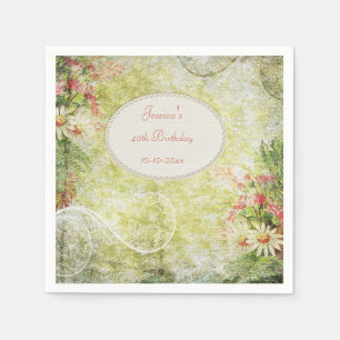 Shabby Chic Sweet 40th Birthday & Wildflowers Napkin