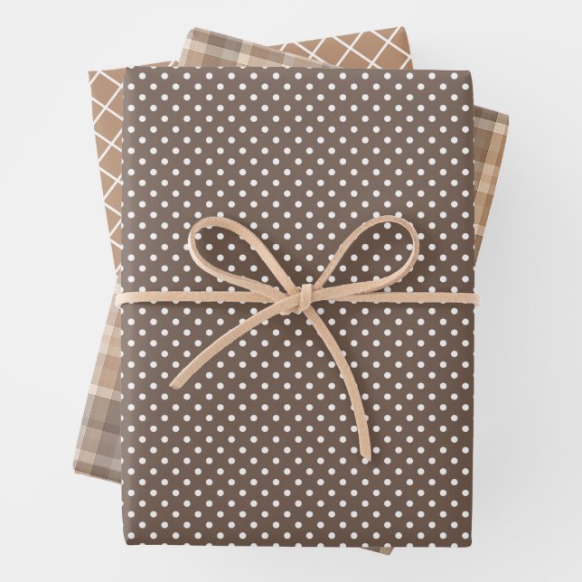 Shabby Chic Tan Beige Taupe Brown Plaid Pattern Wrapping Paper Sheet (In situ)