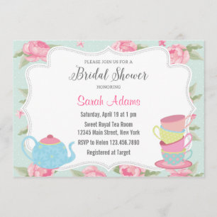 Shabby Chic Tea Party Bridal Shower Invitation