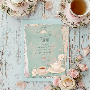 Shabby chic Tea Party Bridal Shower Invitation