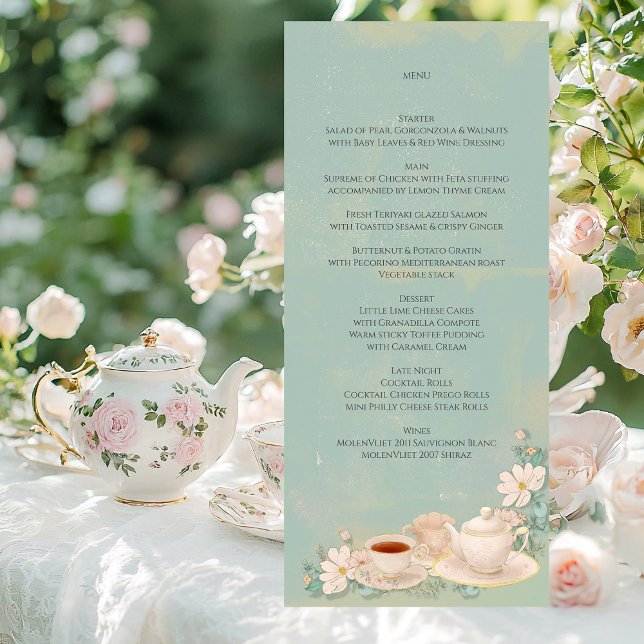 Shabby chic Tea Party Bridal Shower Menu (Creator Uploaded)