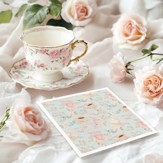 Shabby chic Tea Party Bridal Shower Napkin (Creator Uploaded)