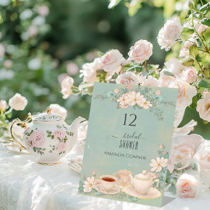 Shabby chic Tea Party Bridal Shower Table Number