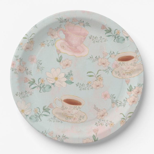 Shabby Chic Tea Party Paper Plate (Front)