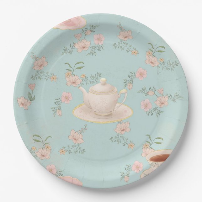 Shabby Chic Tea Party Paper Plate (Front)