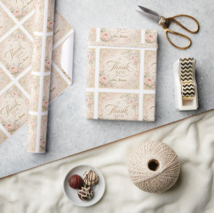 Shabby Chic Thank You Stickers Wrapping Paper
