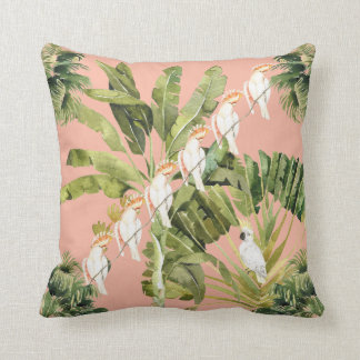 Shabby Chic Tropical Peach Fern Green Cushion