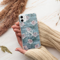 Shabby Chic Turquoise Pink Floral Monogram