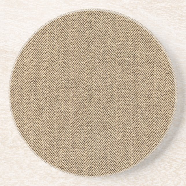 Shabby Chic Tweed Rustic Burlap Fabric Texture Coaster (Front)