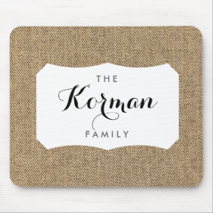 Shabby Chic Tweed Rustic Burlap Fabric Texture Mouse Pad