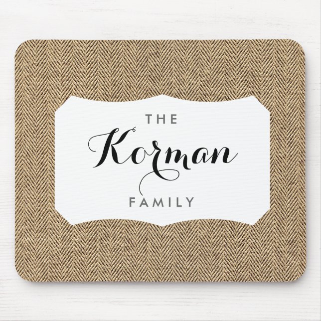 Shabby Chic Tweed Rustic Burlap Fabric Texture Mouse Pad (Front)