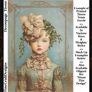 Shabby Chic Victorian Girl Framed FN5L Decoupage Tissue Paper