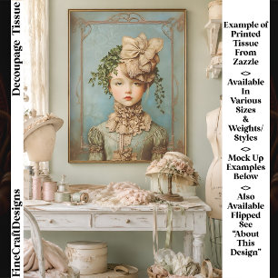 Shabby Chic Victorian Girl Framed FN5R Decoupage Tissue Paper