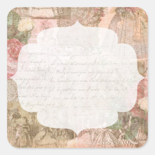 Shabby Chic Victorian Ladies Fashion Jewellery Cra Square Sticker