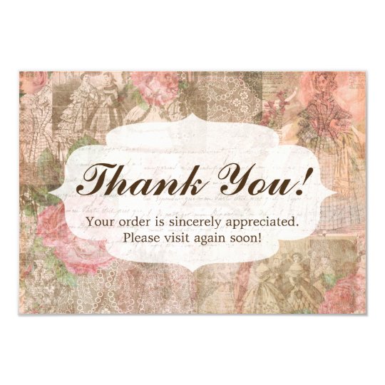 Shabby Chic Victorian Ladies Fashion Thank You Card