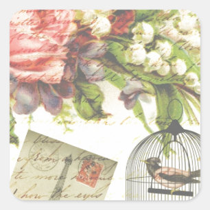 Shabby Chic vintage art Paris accessories and gift Square Sticker