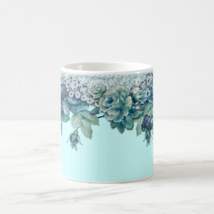 Shabby Chic Vintage Blue Rose Coffee Mug