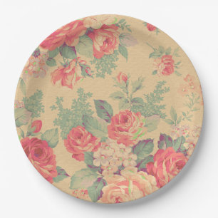 Shabby Chic Vintage Floral Country French Paper Plate