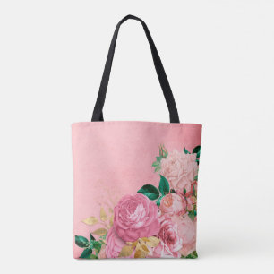 Shabby Chic Vintage Flower Pink Floral Rose Tote Bag