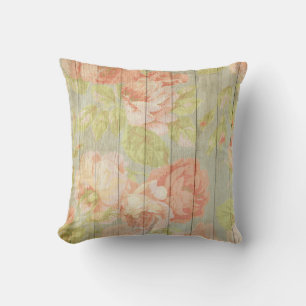 Shabby Chic Vintage Pastel Pink Roses & Peonies Cushion