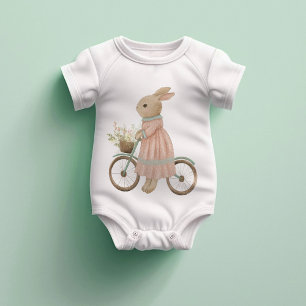 Shabby Chic Vintage Rabbit Baby Bodysuit