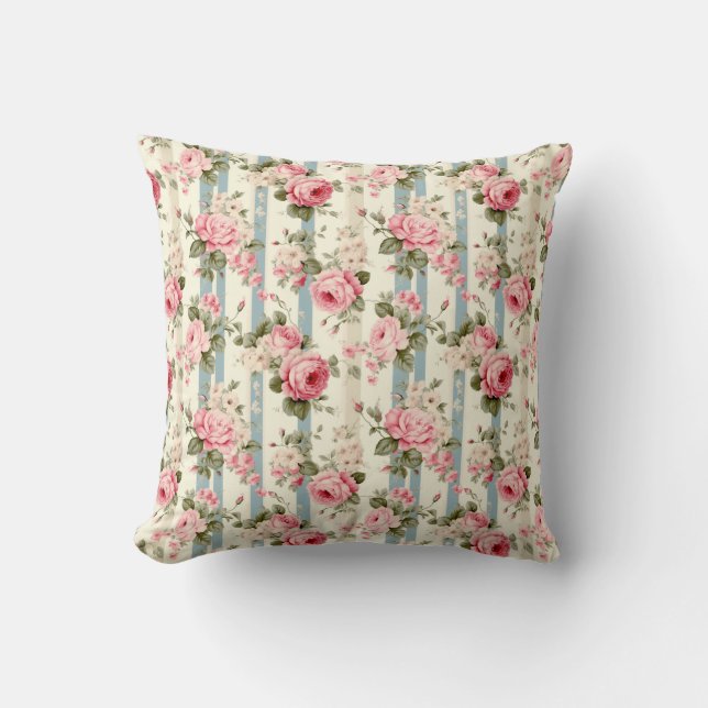 Shabby Chic Vintage Roses Cushion (Front)