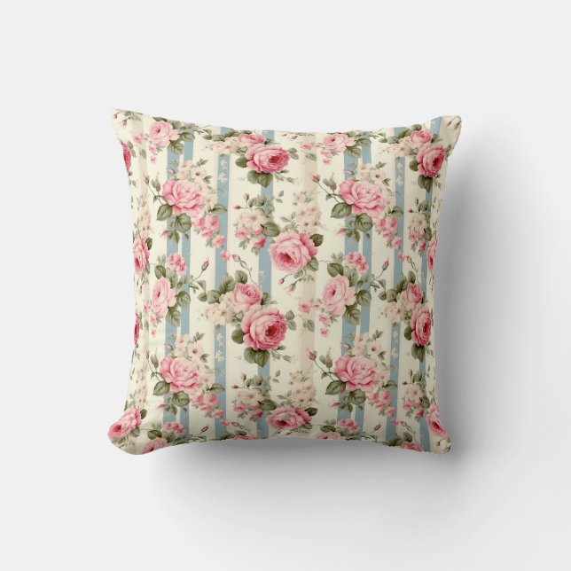 Shabby Chic Vintage Roses Cushion (Front)