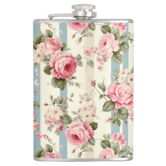 Shabby Chic Vintage Roses Hip Flask