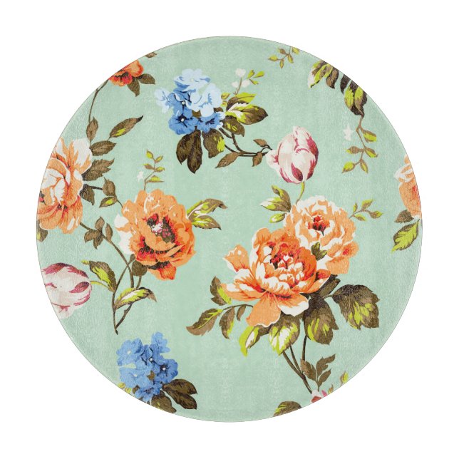 Shabby Chic Vintage Roses Pattern Cutting Board (Front)