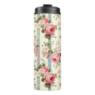 Shabby Chic Vintage Roses Thermal Tumbler