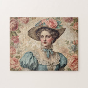 Shabby Chic Vintage Victorian Woman Jigsaw Puzzle