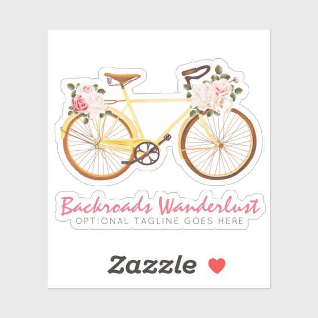 Shabby Chic Vintage Yellow Bicycle Roses Name Logo (Sheet)