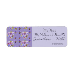Shabby Chic Viola Flower Return Address Labels