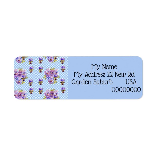 Shabby Chic Viola Flower Return Address Labels (Front)