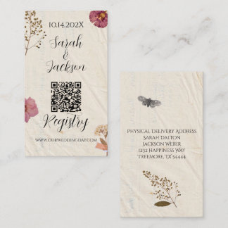 Shabby Chic Wedding Pressed Flowers Enclosure Card