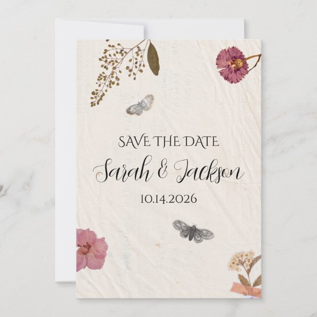 Shabby Chic Wedding Pressed Flowers  Invitation (Front)
