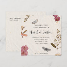 Shabby Chic Wedding Pressed Flowers Wedding Invite