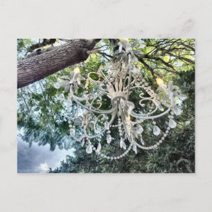 Shabby Chic White Crystal Chandelier Postcard