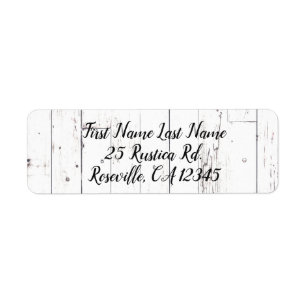 Shabby Chic White Wood Rustic Farmhouse Barn Return Address Label