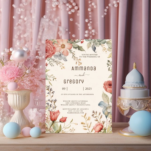 Shabby Chic Wildflower Wedding Invitation (Creator Uploaded)