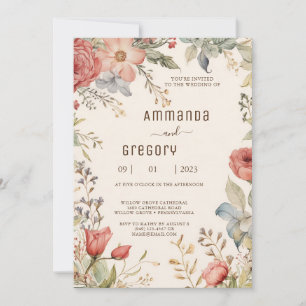 Shabby Chic Wildflower Wedding Invitation
