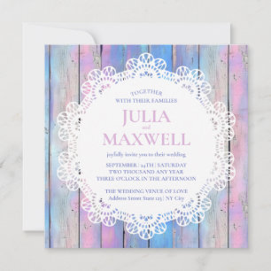 Shabby Chic Wood And Lace Wedding Invitation 
