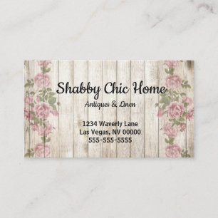 Shabby Chic Wood and Rose Business Card