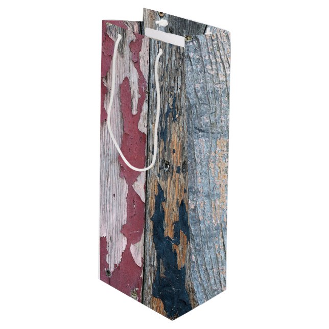 Shabby Chic Wood Wine Gift Bag (Front Angled)