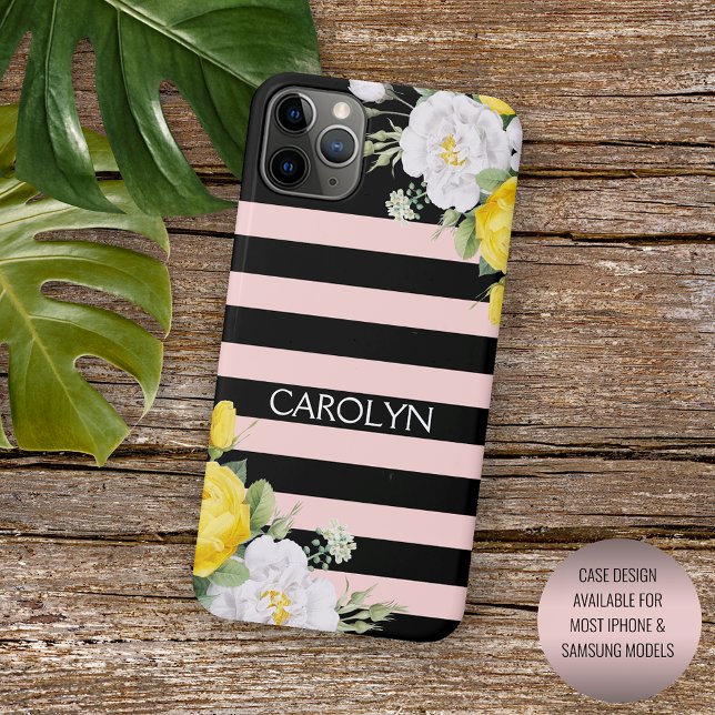Shabby Chic Yellow White Roses Floral Pattern Case-Mate iPhone Case (Creator Uploaded)